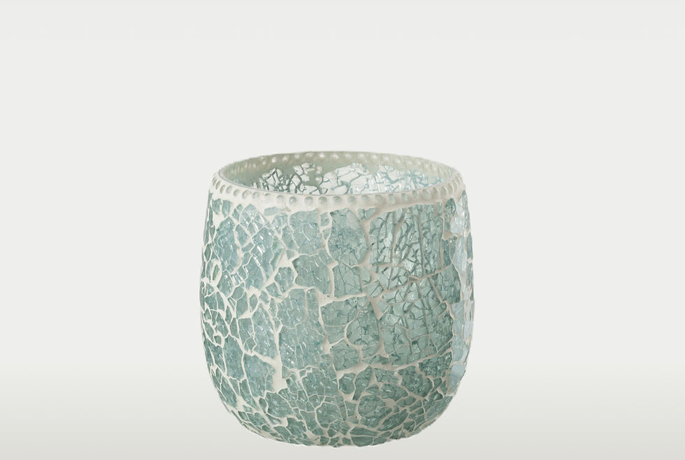 Theelicht Houder Mozaiek Glas Groen/Wit Small J-Line