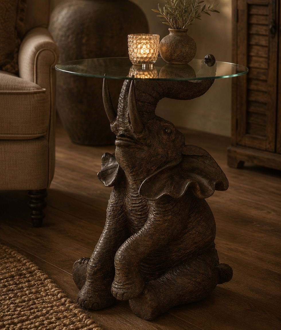 Tafel Olifant Poly/Glas Donkerbruin