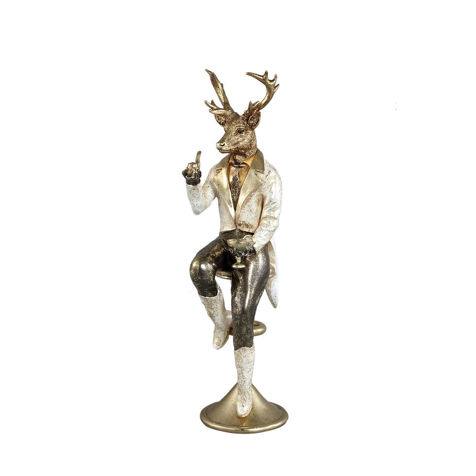 PTMD Vixen Cream Polyresin Sitting reindeer statue