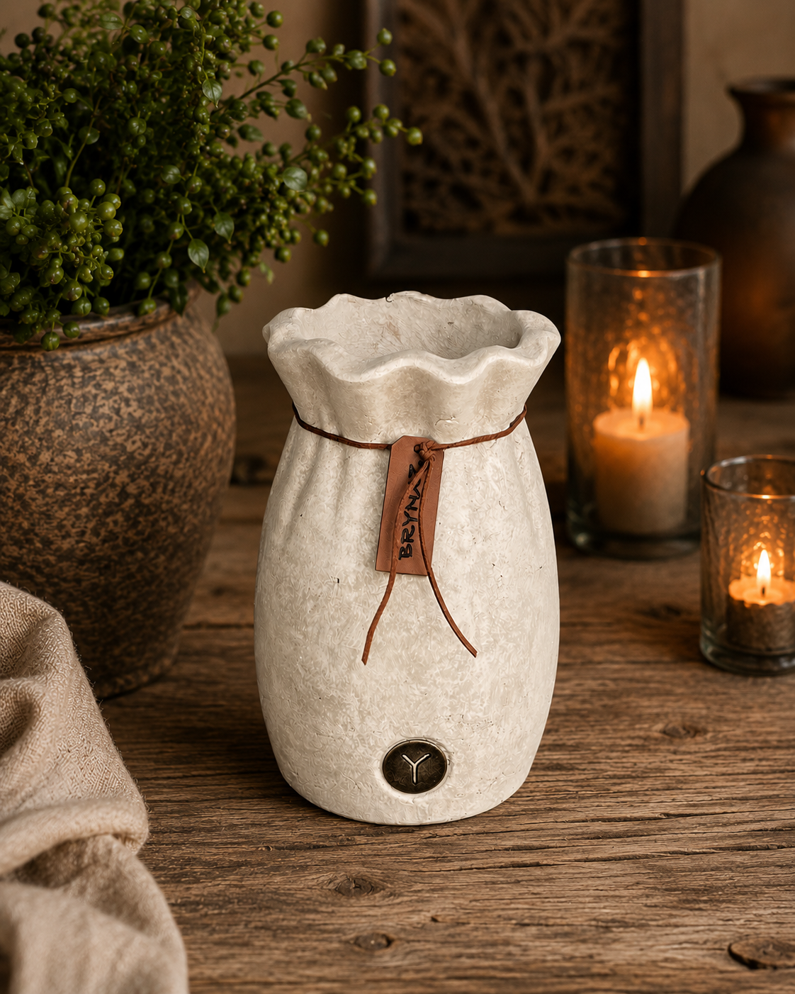 Brynxz Planter Bag with Leather Rope Majestic Taupe L D.15 H.23