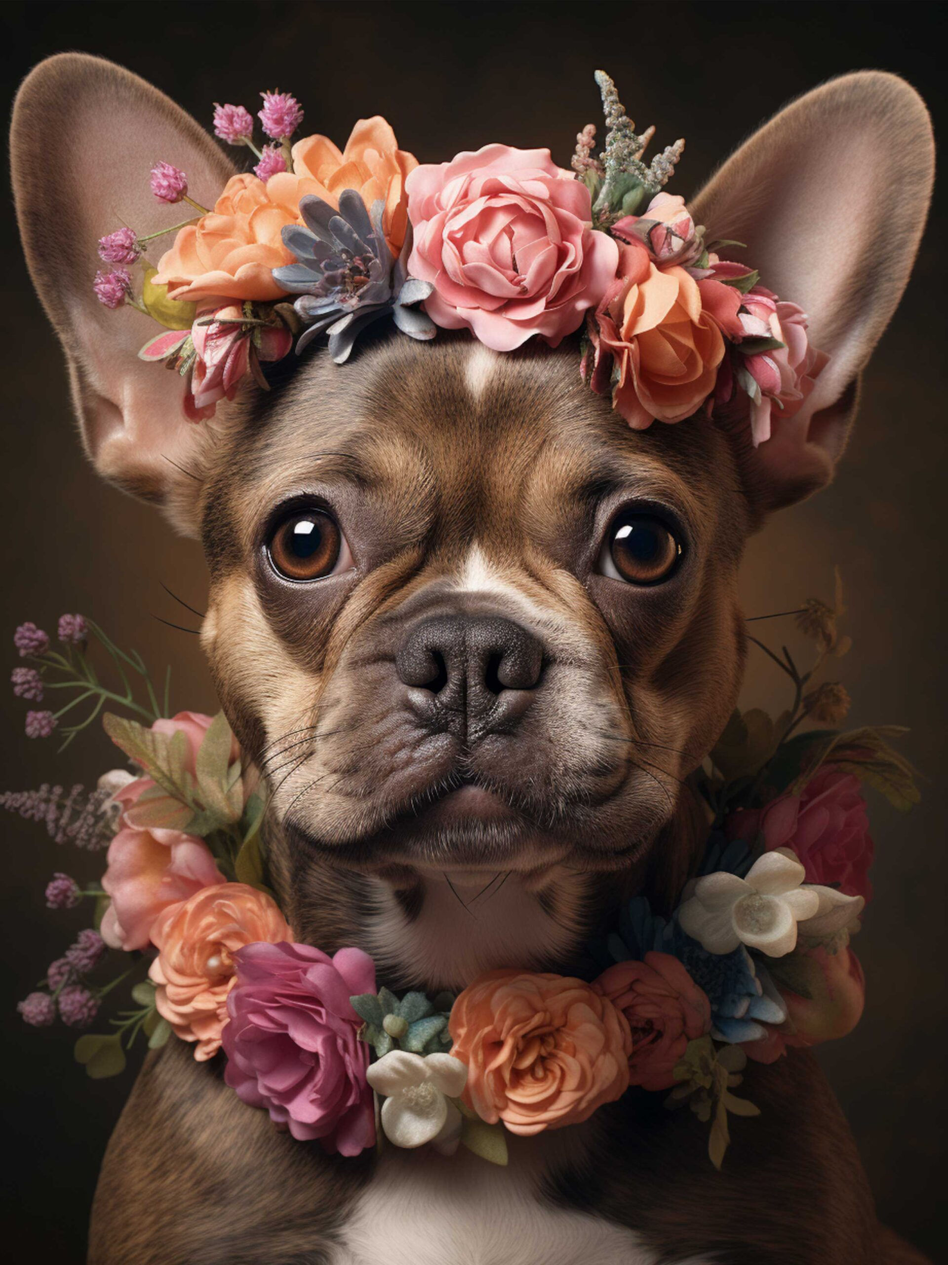 Tuinposter Bulletje met bloemenkrans Nino-Art