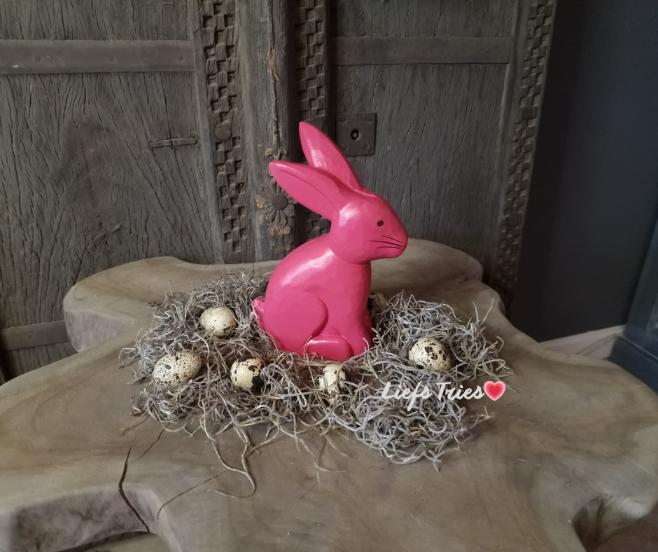 Houten haasje fuchsia roze