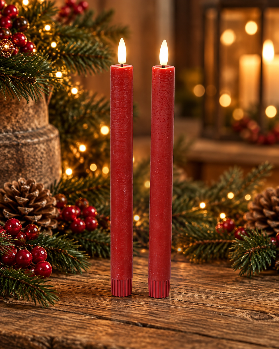 Countryfield LED Kaars Diner Lyon L S2 Rood – Ø2,2 x 24 cm