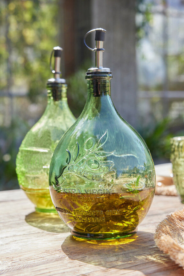 Fles Rond Glas Olijfgroen/Lichtgroen J-Line