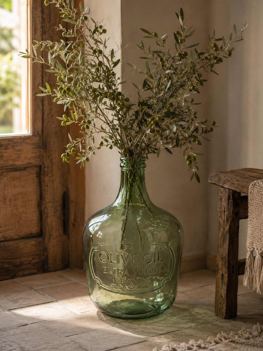 Vaas Glas Olijfgroen