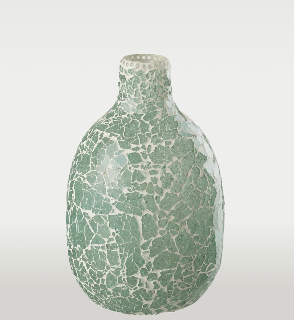 Vaas Mozaiek Rond Glas Groen/Wit Medium J-Line