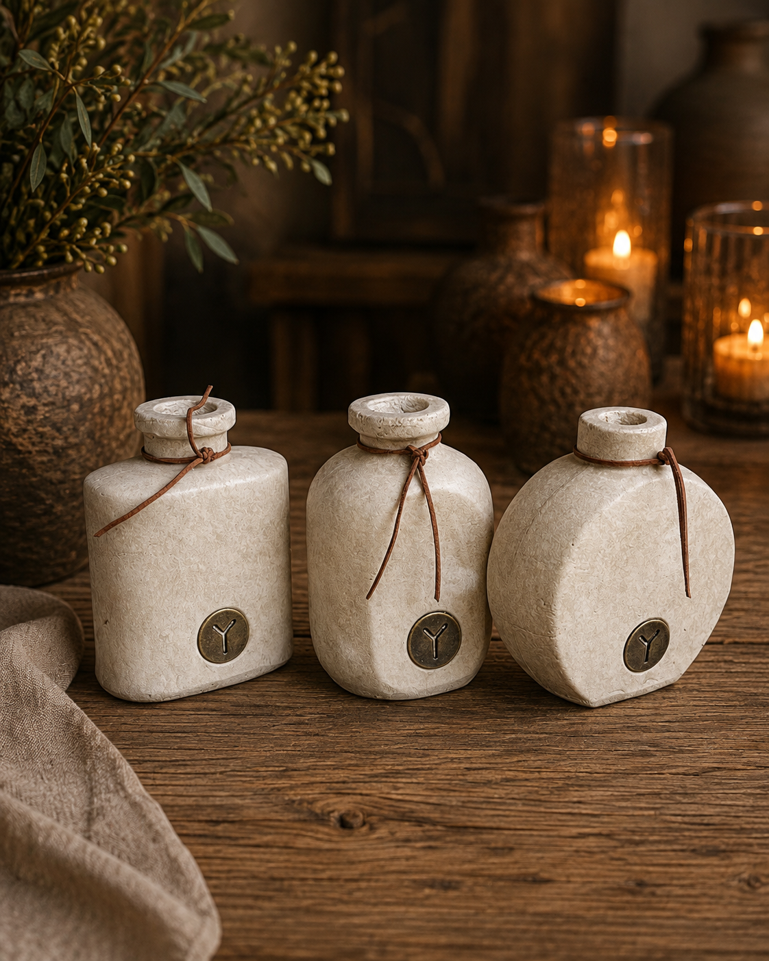 Brynxz Set of 3 Bottles Liqueur Majestic Taupe D.13-11 H.15