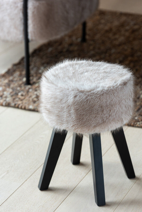 Kruk Fur With Wooden Legs Hout Taupe