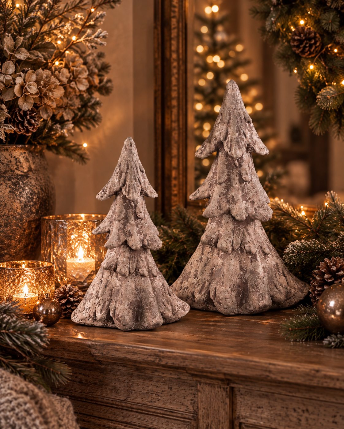 PTMD Hascal Light Brown Cement Tree Shaped Statue