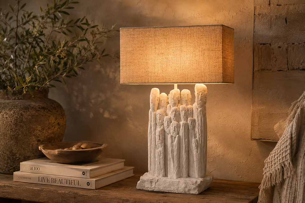 Tafellamp Figuren Polyresin Wit/Naturel J-Line
