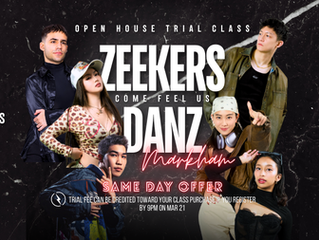 ZEEKERS DANZ OPEN HOUSE TRIAL Mar 21 · 2–9PM
