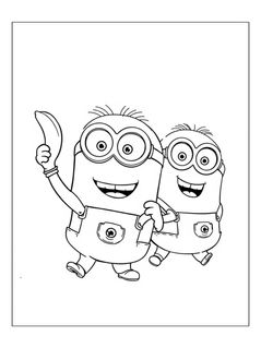 Minions with bananas in a fun and playful coloring page.
