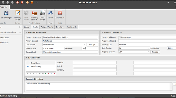     CMMS  PROPERTIES DATABASE MODULE