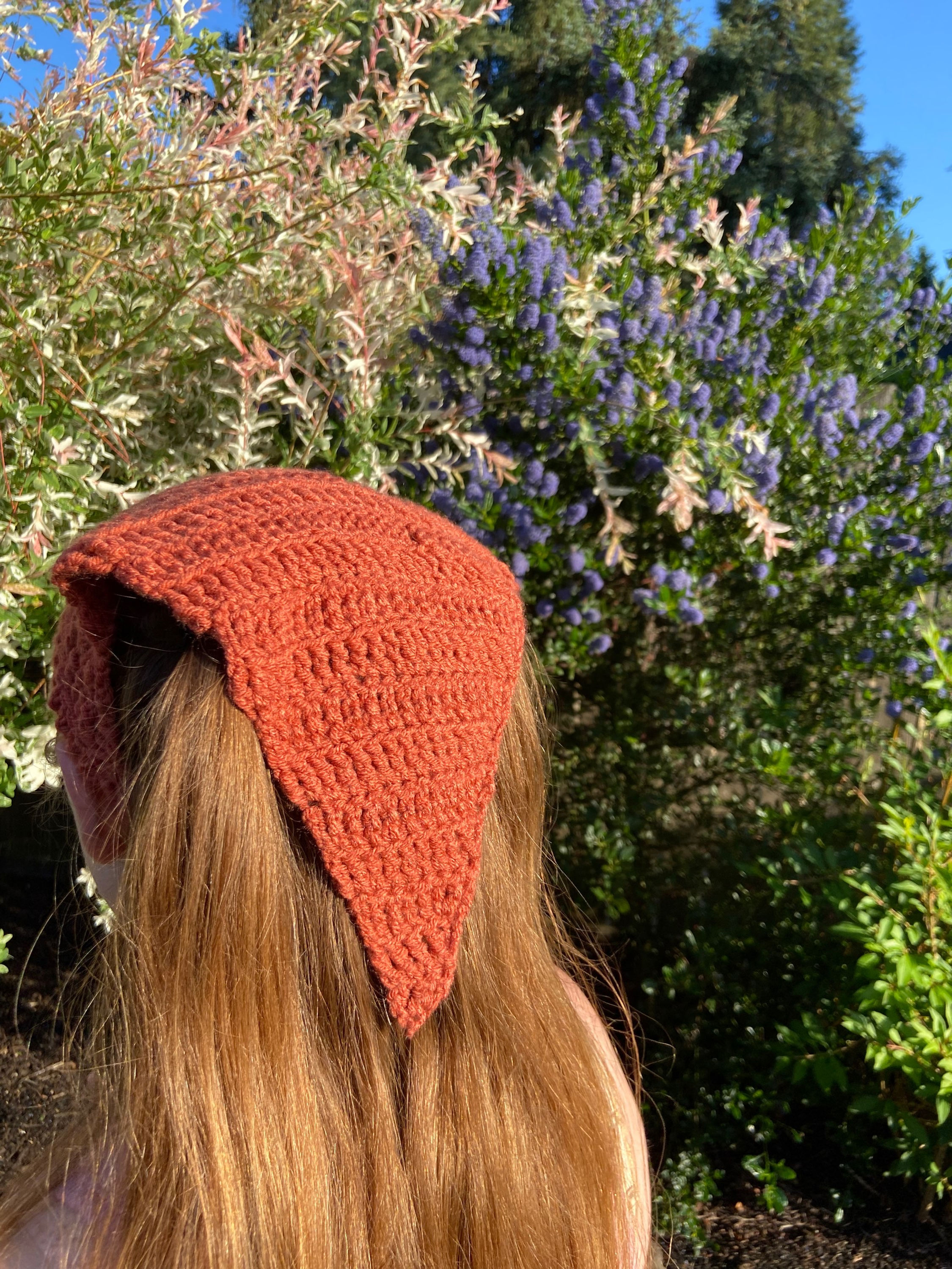 Orange Crochet Bandana 