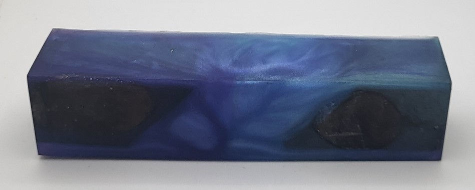 Walnut with blue/silver swirl blank 1.25"x1.25"x5.25"      PB1