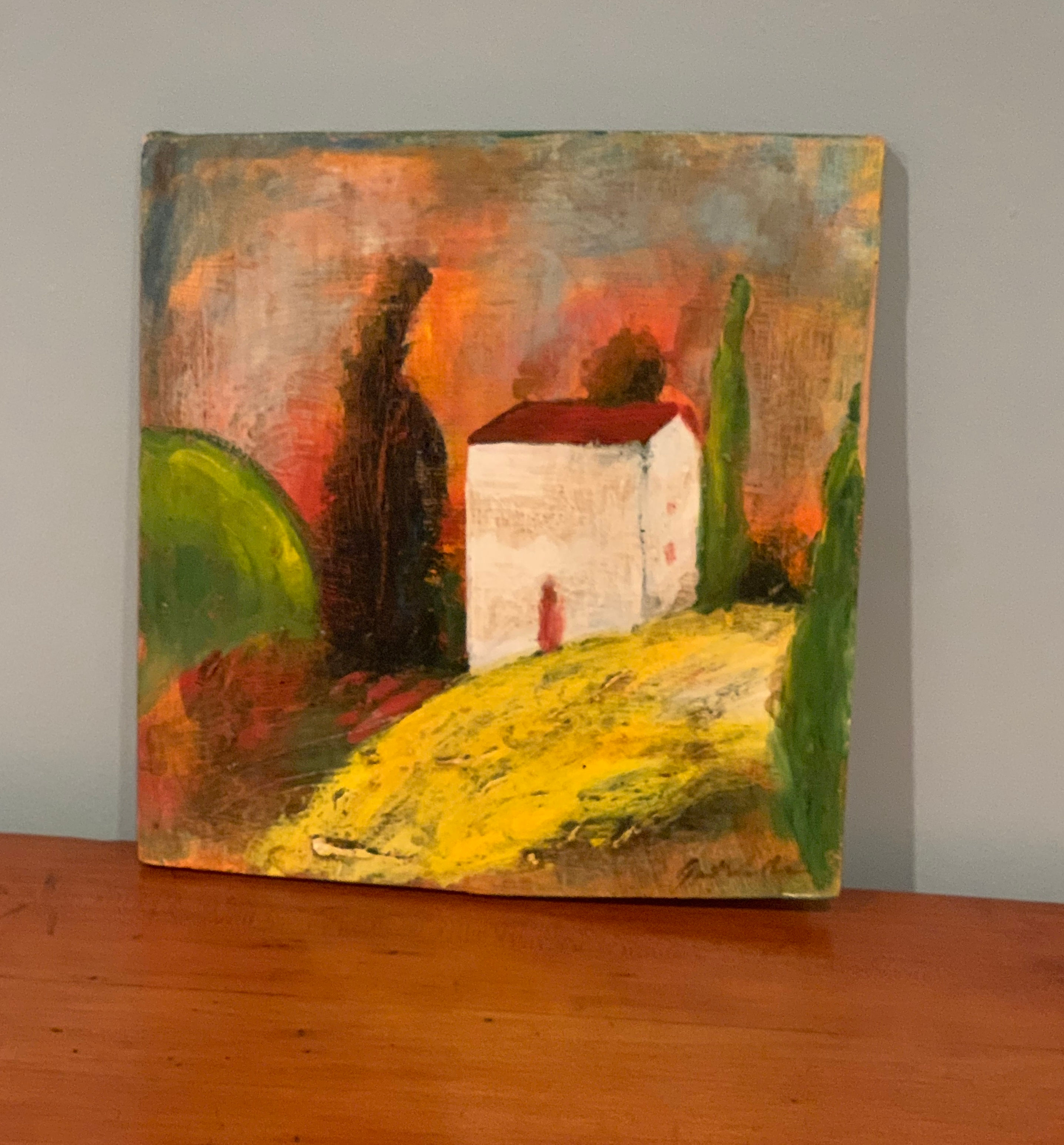 PAINTING OF RED ROOF HOUSE