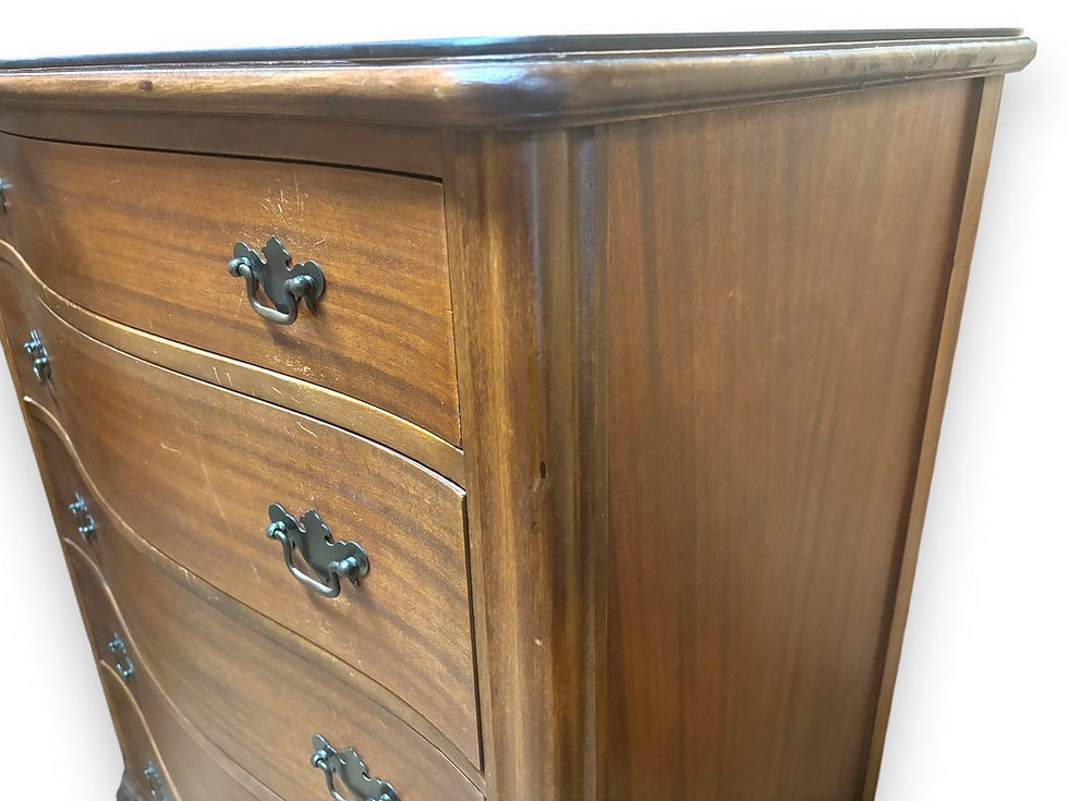 Thumbnail: WOODEN 5 DRAWER DRESSER WITH GLASS TOP