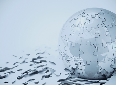 The world puzzle in a globe shape