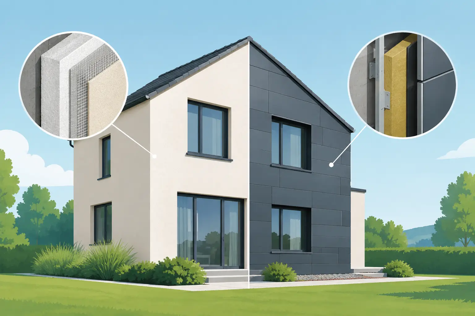 WDVS oder hinterlüftete Fassade: Was passt?