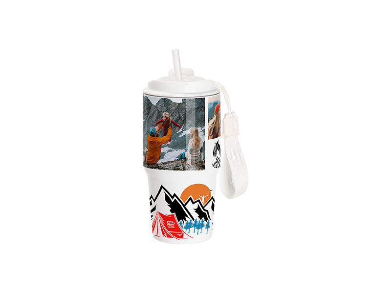 Miniatura: VASO SUBLIMABLE VIAJERO 20oz/600ml BLANCO CON TAPA CIERRE Y CARRIZO