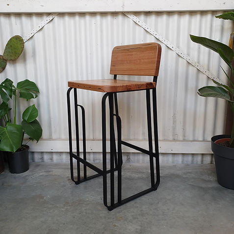 Art Deco-style handcrafted bar stools made from timber and steel in Melbourne