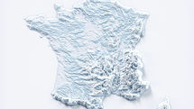 Carte en relief blanche de la France