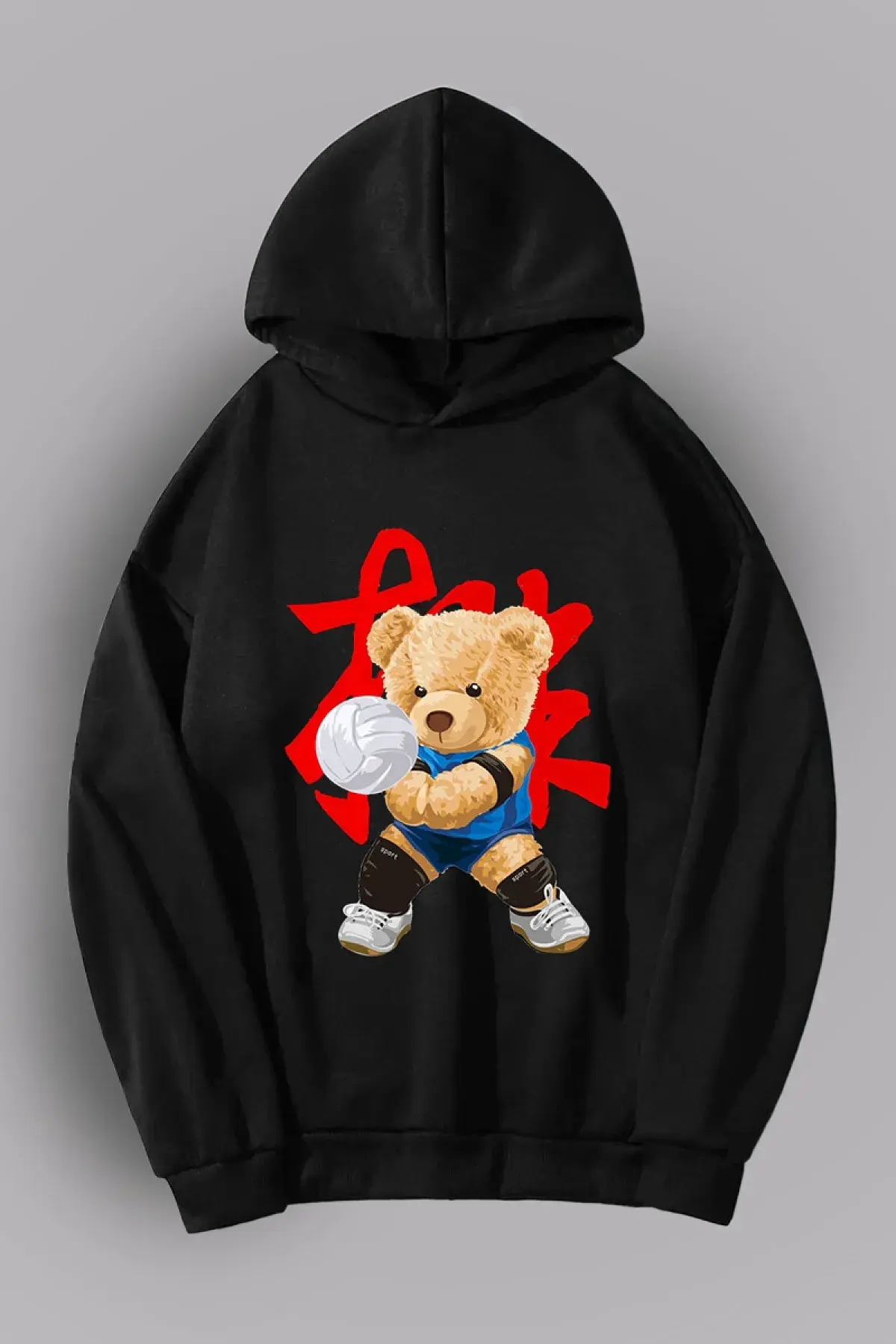 سترة سوداء بغطاء للرأس للرجال مقاس كبير