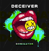 Deceiver Dominator sound pack cover with graffiti-style lips and tongue artwork splattered with neon paint