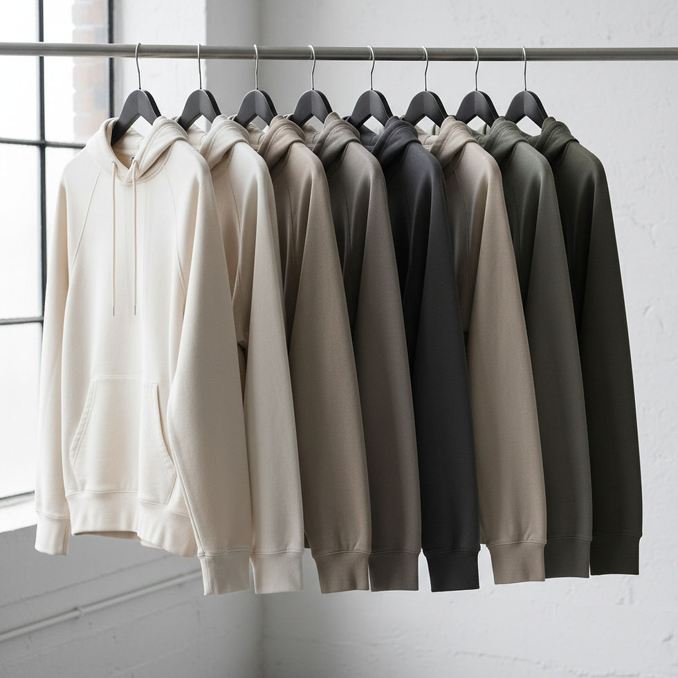 HANGING RACK OF NEUTRAL HOODIES REALISTIC PHOTO MAKE THE HOODIES MORE STREETWEAR BLANK HOO