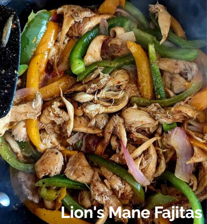 Lion's Mane Fajitas with vibrant bell peppers and