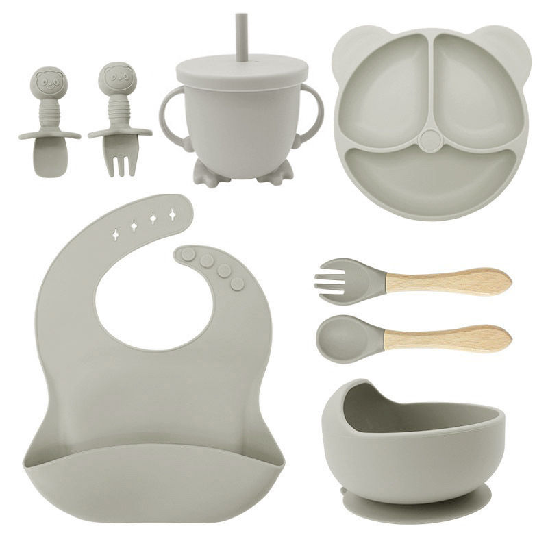 Thumbnail: Baby Complementary Food Tableware Kit Silicone Suction Bowl Plate Eight Piece Da