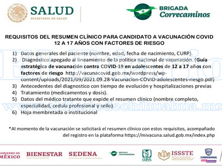 Comienza el lunes vacunación a menores con comorbilidades en la capital