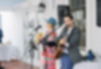 Joseph and Erika perform at a wedding cocktail hour.