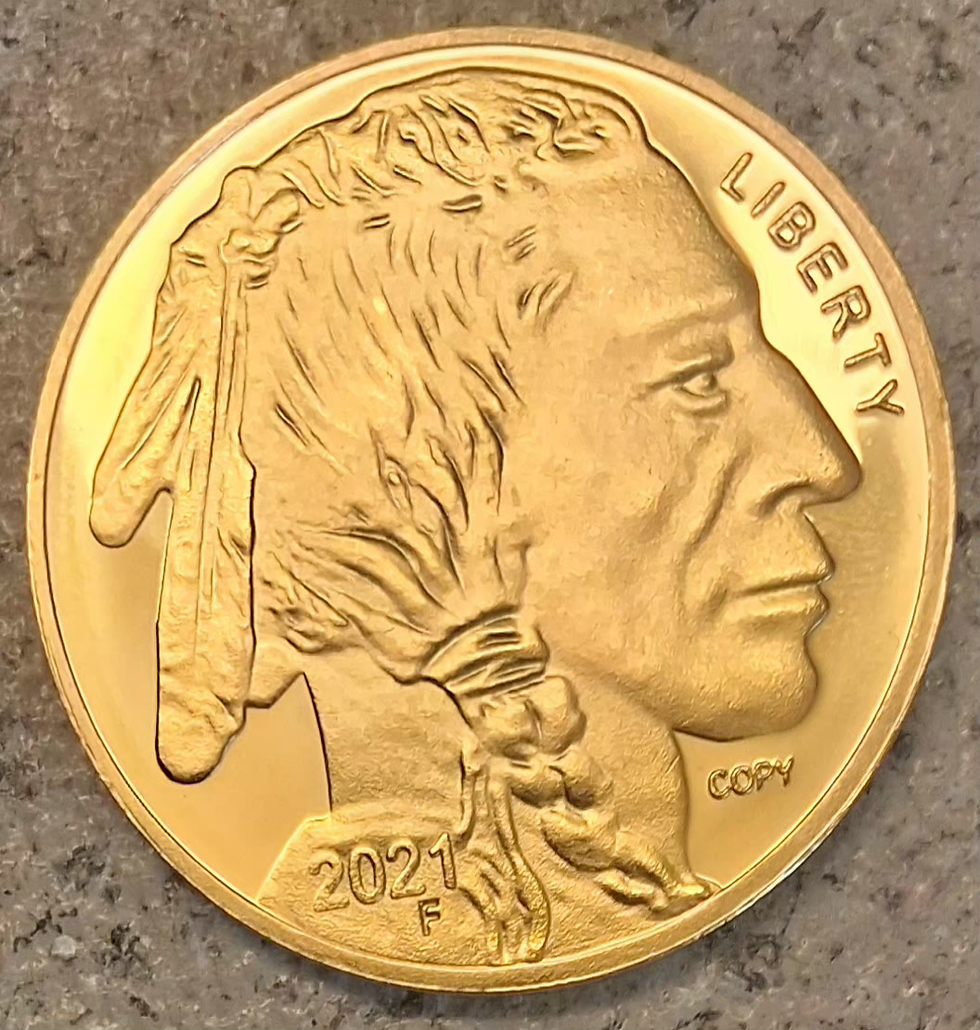 Thumbnail: 3 Coins 1907 INDIAN/EAGLE  2021&24 INDIAN HEAD/BUFFALO Gold Plated US COPY Coins