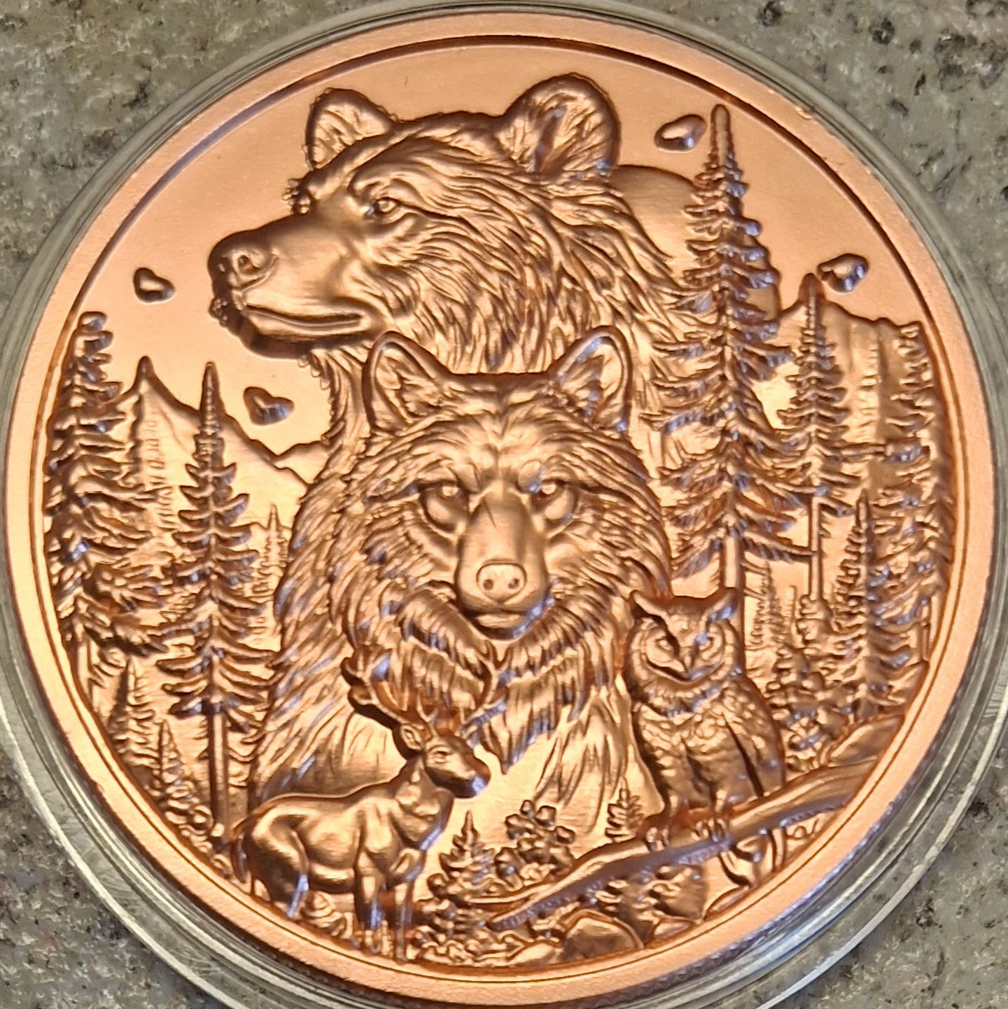 5: WILDLIFE IN WILDERNESS COIN 3D HI-RELIEF 1oz COPPER ROUND -.999 FINE BULLION