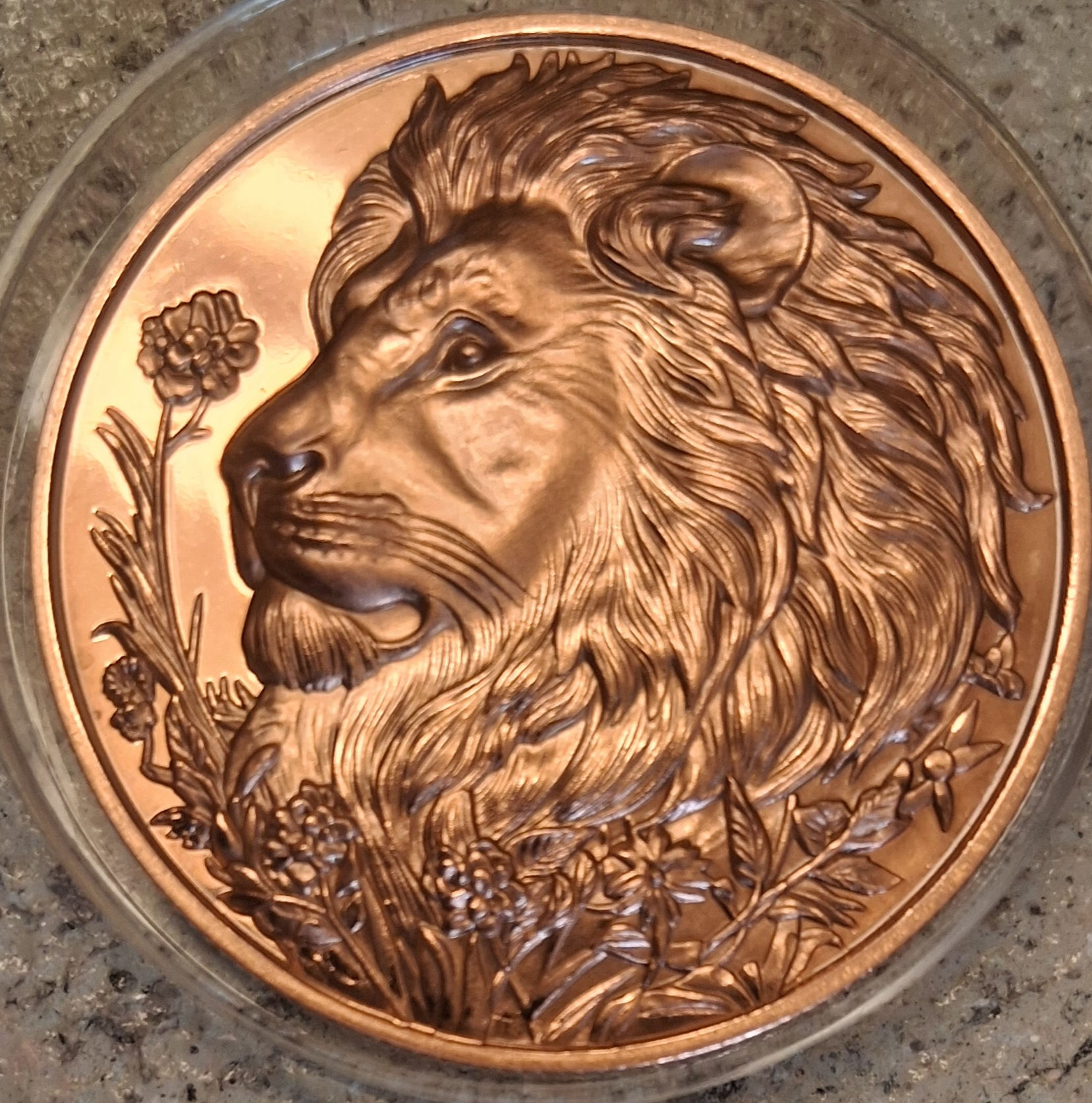 LION COIN 1 TROY OZ .999 FINE COPPER GREAT DIMENSIONAL CONTOUR 3D HI-RELIEF 