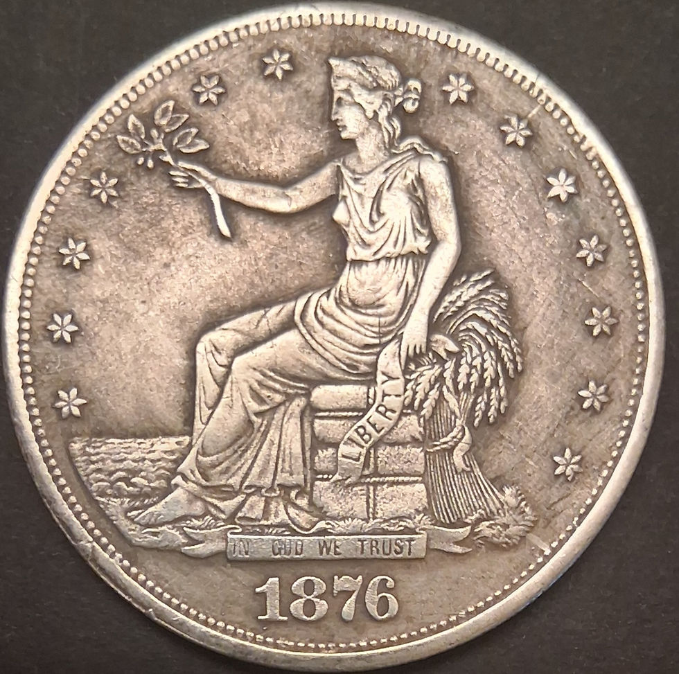 Thumbnail: 6 TRADE DOLLAR COPY Coins 1873 - 1878 S-Mint Authentic Antique Silver Look &Feel