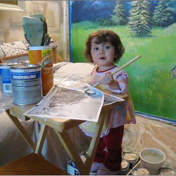 Little artist 🎨  #acrylic #oil #mural #