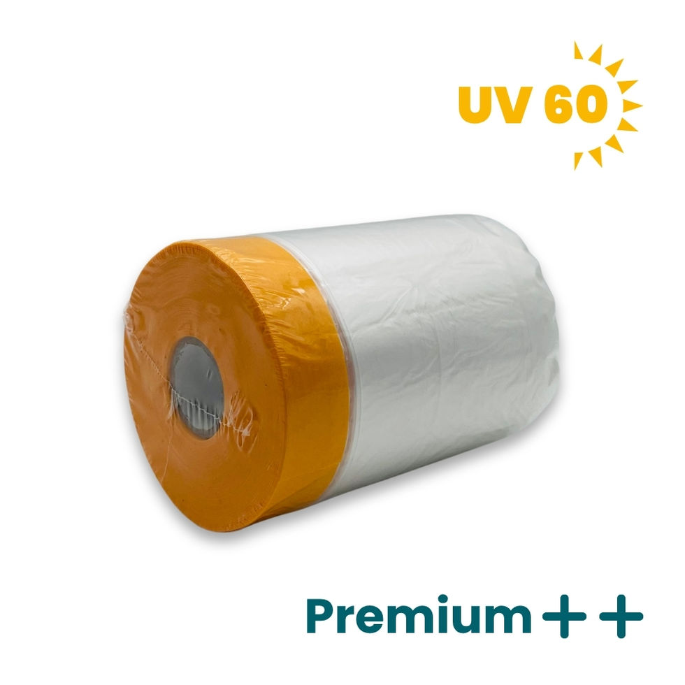 Goldenes UV-Masker-Tape mit statisch haftender Folie – für präzise Abklebungen ohne Unterlaufen