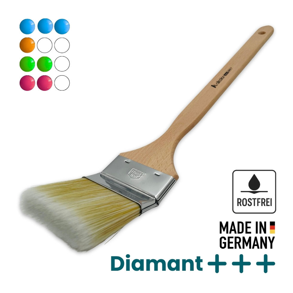 Gebogener Heizkörperpinsel mit rostfreier Zwinge und hellem Kunststoffbesatz – Profiqualität für Detailarbeiten