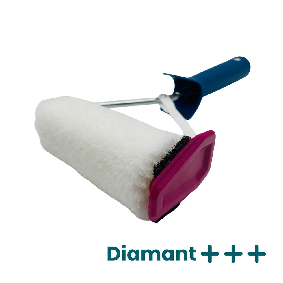 Linomatroller Diamant mit Farbwalze und pinker Führungsschiene für präzises Streichen – mit ergonomischem Griff