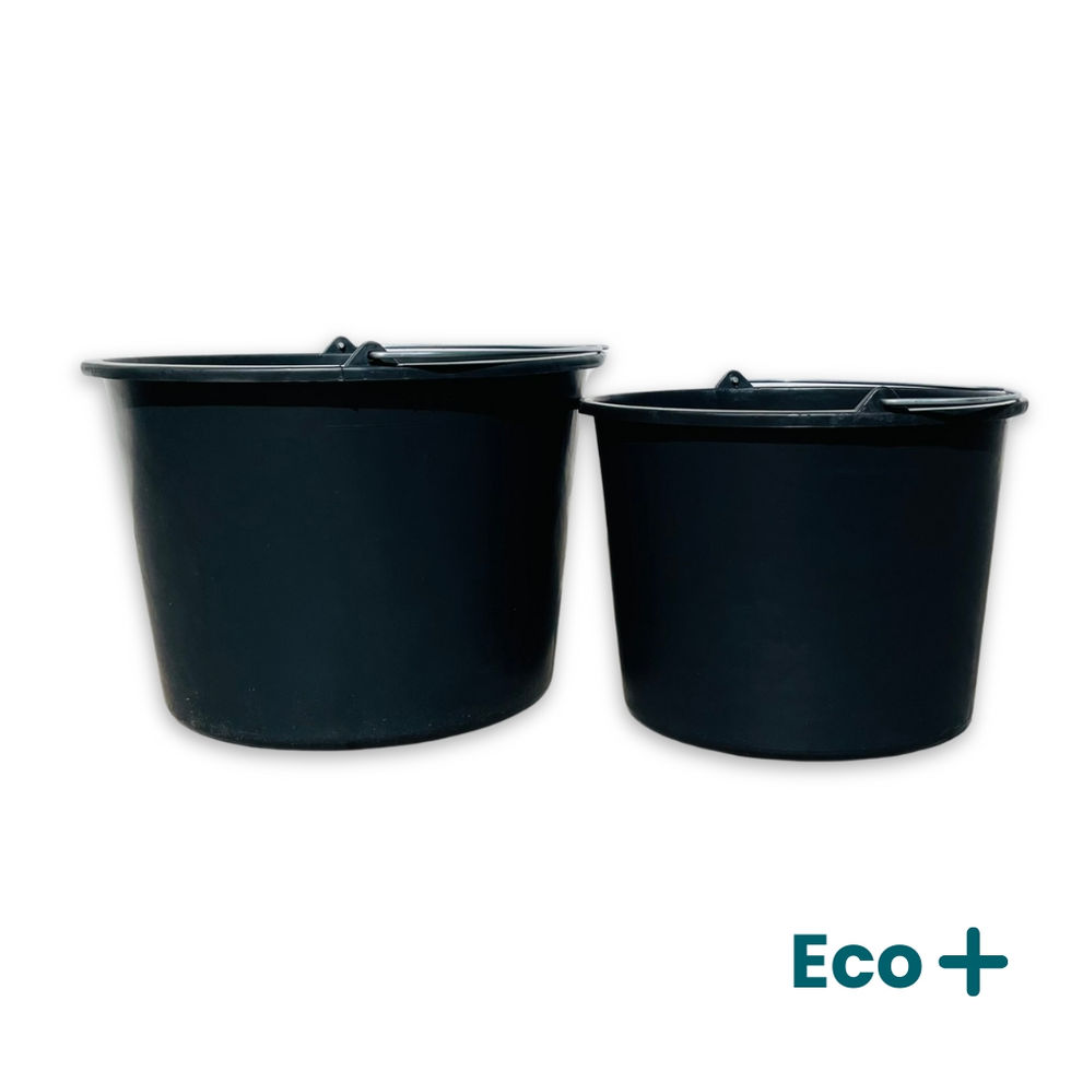 Zwei schwarze Baueimer aus PVC mit Henkel â 12âŻL und 20 L