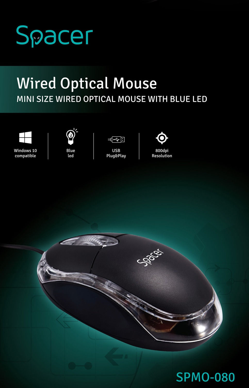 Miniatură: mouse USB optic Spacer 800dpi