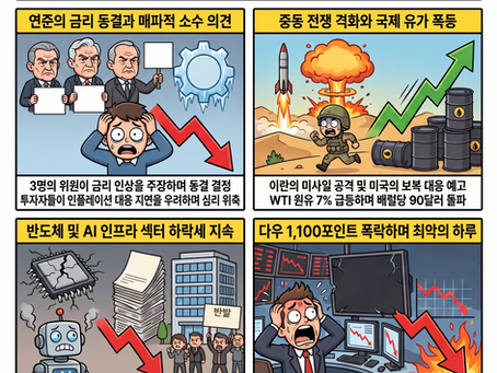연준 매파적 금리 동결과 트럼프 이란 보복 경고로 국제 유가 급등 및 반도체 투매 (07/29/26)