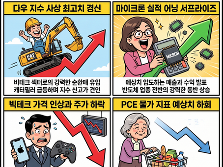 애플 급락 속에 마이크론 급등, 다우 상승하며 엇갈린 3대 지수(06/25/26)