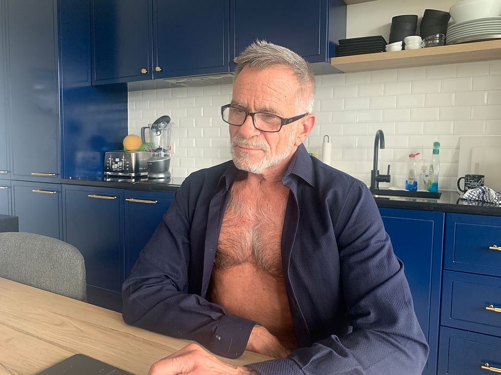 Mike on his laptop