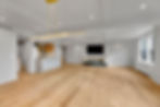NYC gut renovation – living room with coffered ceiling and original moldings