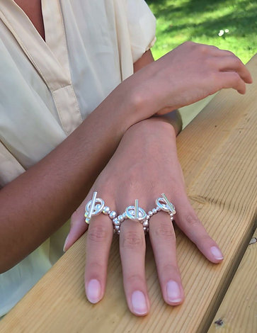 Lou - Bague argent 925, anneau Toggle