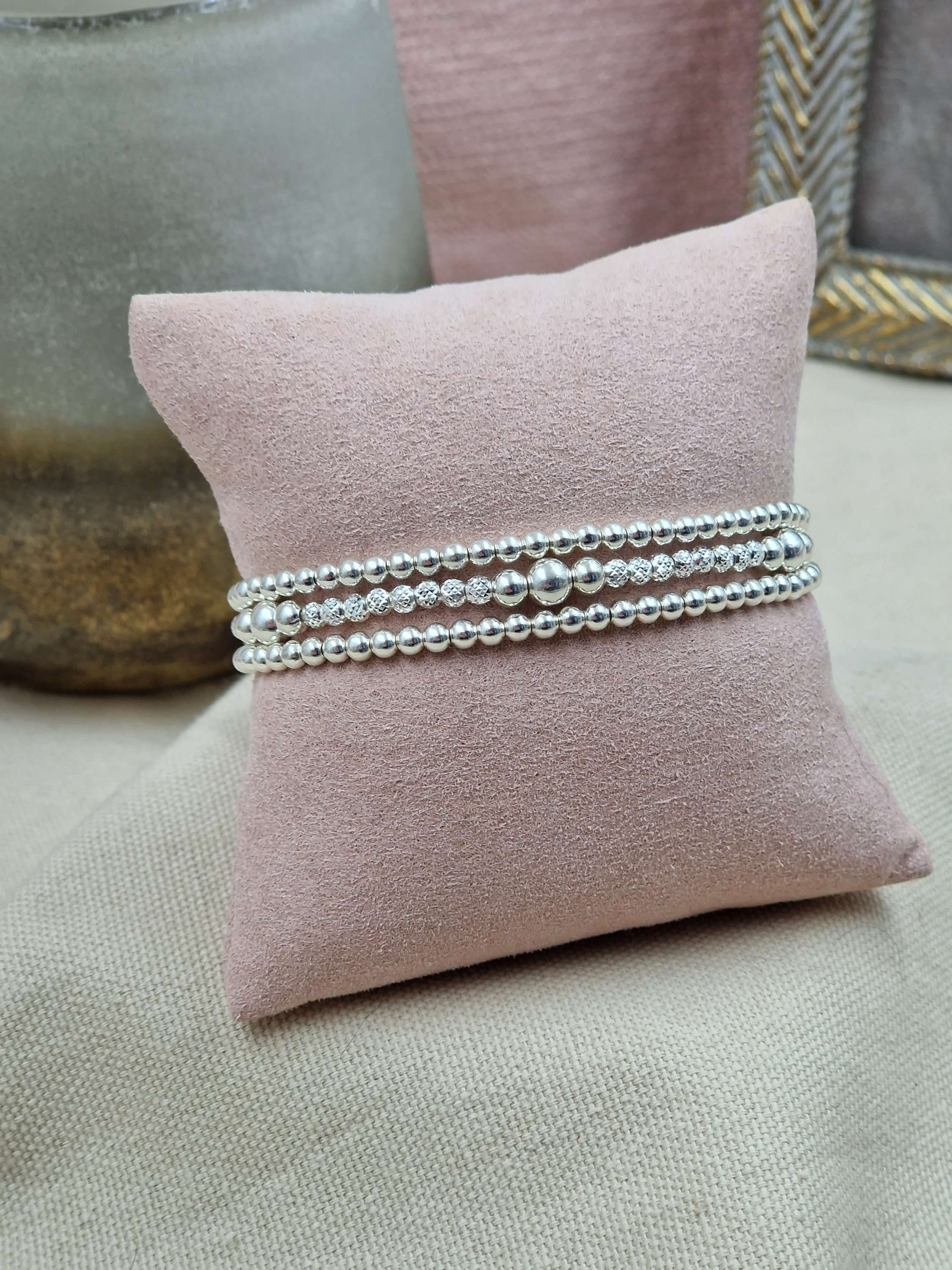 Bracelet 3 rangs - Perles 3mm lisse et facettées 