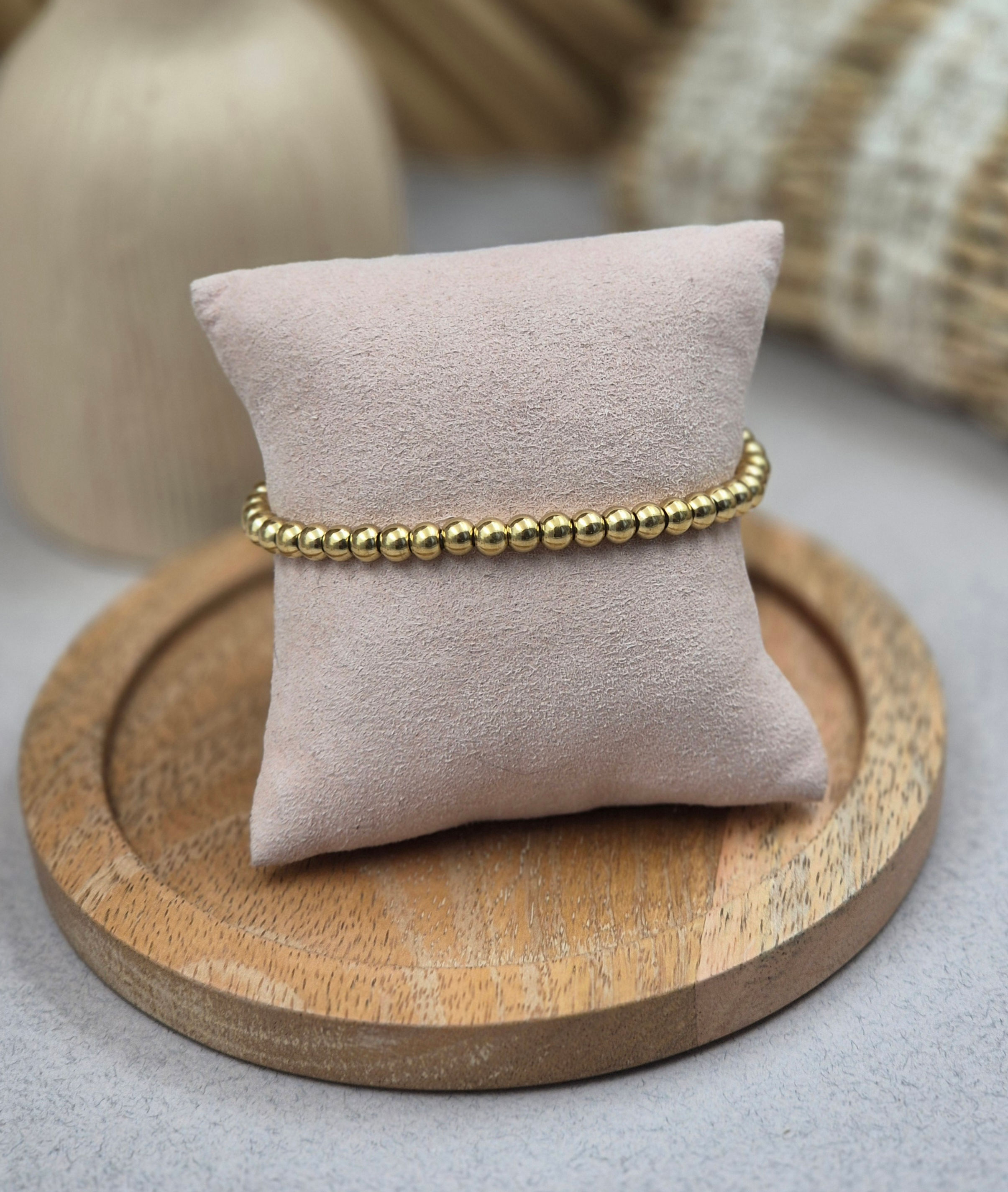 Bracelet perles 5mm - Acier inoxydable doré